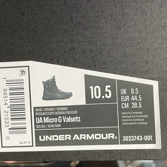 Under Armour Micro G Valsetz Mid Men 10.5 Triple Black Tactical Boots Waterproof - Picture 10 of 10